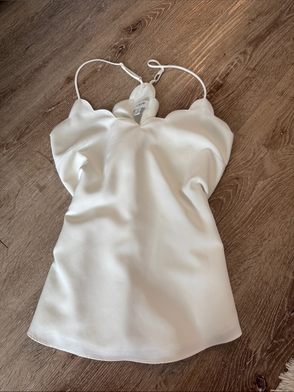 J. Crew Ivory Satin Scallop-Edge Cami